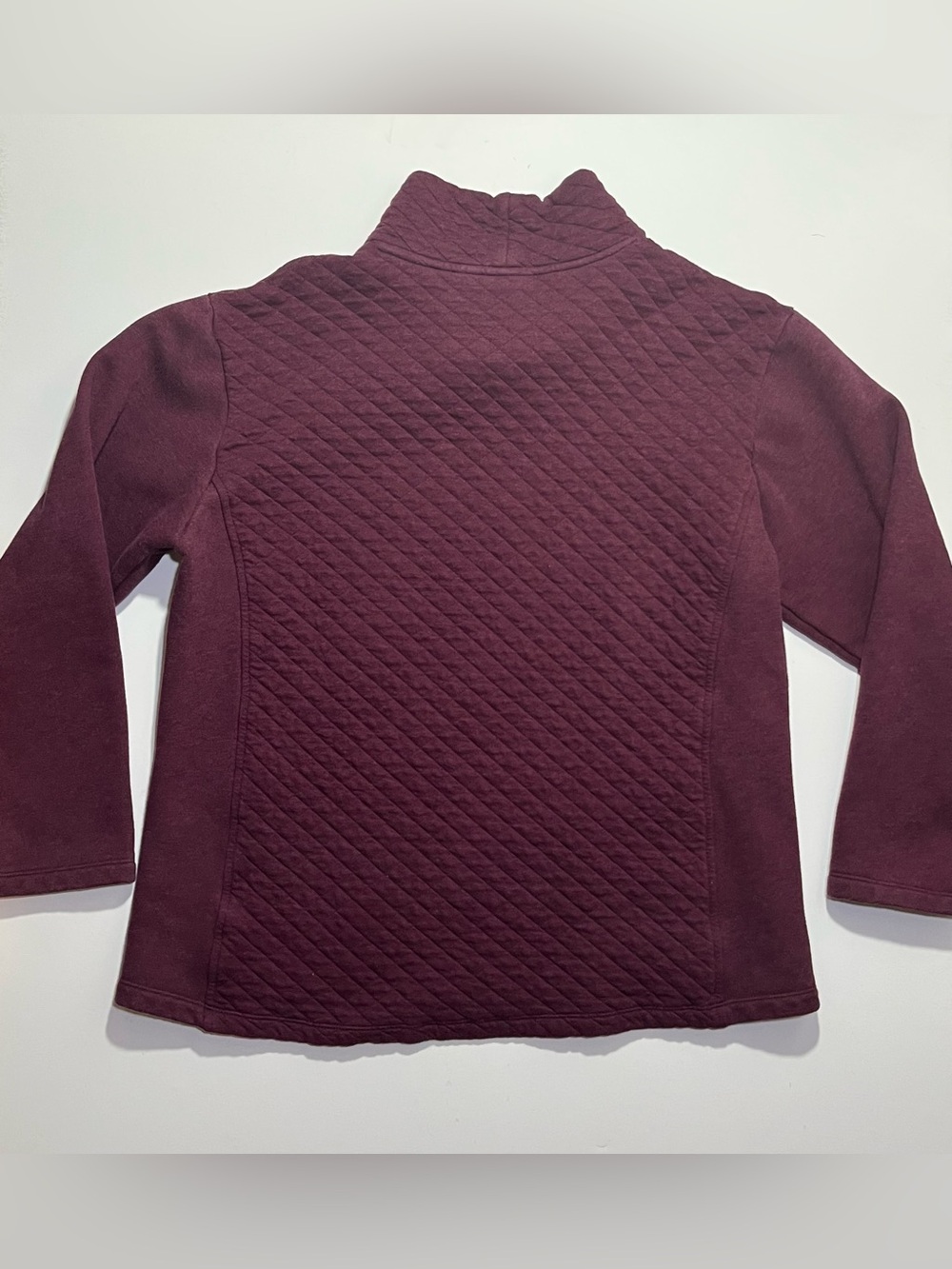 Women’s LL Bean Quilted Funnel Neck Sweater, Size Large, Burgundy - Picture 3 of 5